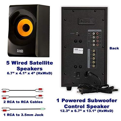  [아마존베스트]Acoustic Audio by Goldwood Acoustic Audio AA5170 Home Theater 5.1 Bluetooth Speaker System 700W with Powered Sub
