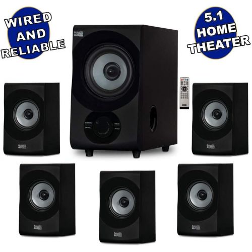  [아마존베스트]Acoustic Audio by Goldwood Acoustic Audio AA5172 700W Bluetooth Home Theater 5.1 Speaker System with FM Tuner, USB, SD Card, Remote Control, Powered Sub (6 Speakers, 5.1 Channels, Black with Gray)