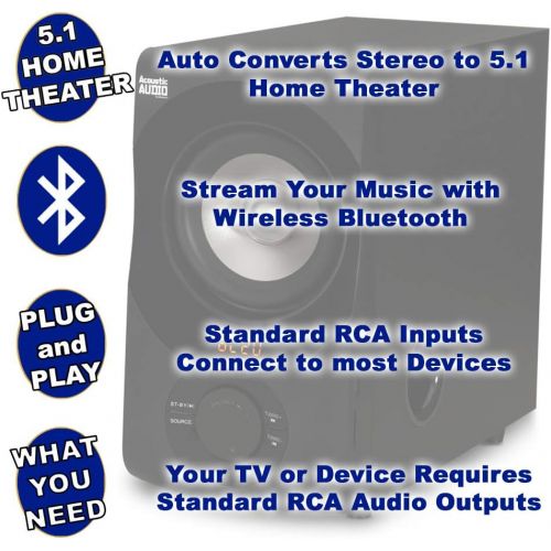  [아마존베스트]Acoustic Audio by Goldwood Acoustic Audio AA5171 5.1 Surround Sound Bluetooth Home Entertainment System