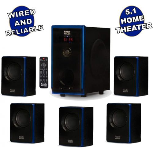  Acoustic Audio by Goldwood Acoustic Audio AA5102 Bluetooth Powered 5.1 Speaker System Home Theater Surround, Black (AA5102)