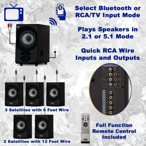  Acoustic Audio by Goldwood Acoustic Audio AA5172 Home 5.1 Bluetooth Speaker System with Optical Input and 2 Extension Cables