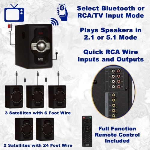  Acoustic Audio by Goldwood Acoustic Audio AA5240 Home Theater 5.1 Bluetooth Speaker System with Optical Input and 2 Extension Cables