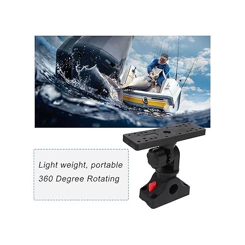  Acouto Fish Finder Mounting Base 360 Degree Rotating Removable Marine Boat Fish Finder Electronics Mount Black