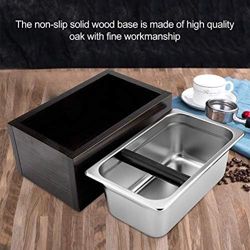  Acouto Behalter Kaffeesatz, Premium Holzkiste Edelstahl Abschlagbehalter und Abklopfkasten fuer Barista, Coffee Abklopfbehalter fuer Kaffeesatz und Trester, Tresterbehalter, Abschlagbox