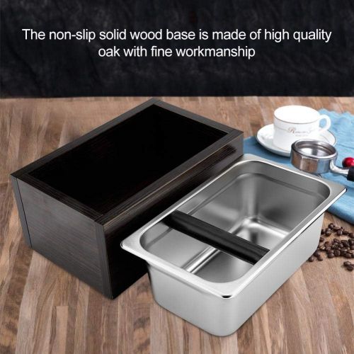  Acouto Behalter Kaffeesatz, Premium Holzkiste Edelstahl Abschlagbehalter und Abklopfkasten fuer Barista, Coffee Abklopfbehalter fuer Kaffeesatz und Trester, Tresterbehalter, Abschlagbox