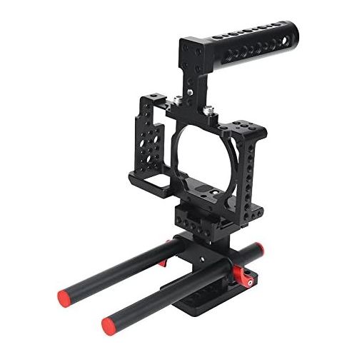  Acouto Camera Cage, Camera Cage Kit Aluminum Alloy Heavy Duty Camera Cage Stabilizer with Top Handle with 14 and 38 Screw Holes for Sony A6000 A6300 NEX7