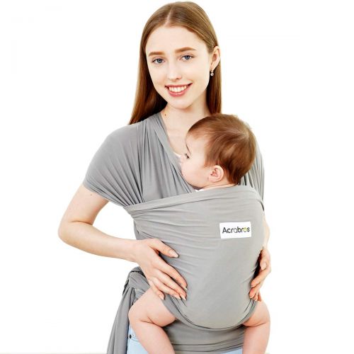  Acrabros Baby Wrap Carrier,Hands Free Baby Carrier Sling,Lightweight,Breathable,Softness,Perfect for Newborn Infants and Babies Shower Gift,Grey