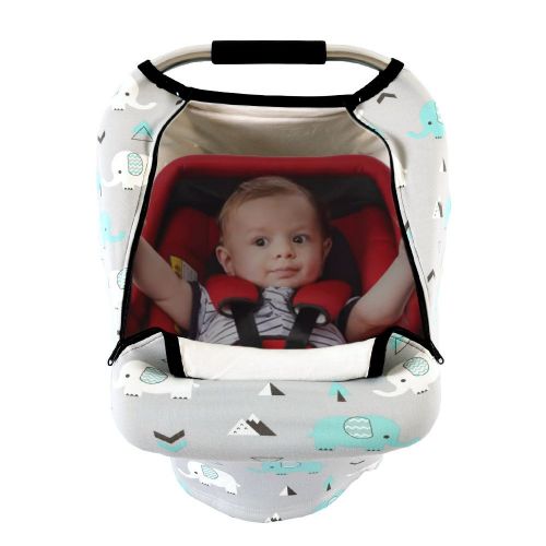  [아마존베스트]AMAZLINEN Stretchy Baby Car Seat Covers for Boys Girls, Infant Car Canopy Spring Autumn Winter,Snug Warm...