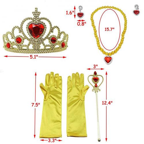  Acronde Princess Dress Up Accessories Gloves Tiara Crown Wand Necklaces Presents for Kids Girls Princess Cosplay