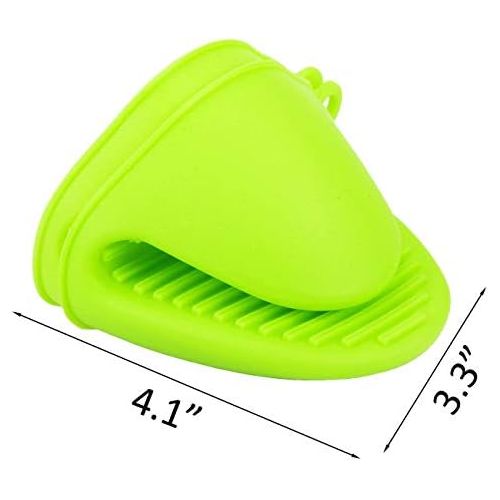  [아마존베스트]Acronde 2 Pairs Mini Oven Gloves Silicone Heat Resistant Cooking Pinch Mitts Potholder for Kitchen Cooking & Baking (Green and Rose Red)