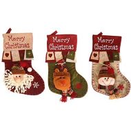 Acronde 3PCS Christmas Stockings 18 Xmas Big Stockings with Santa, Snowman, Elk for Christmas Tree Fireplace Hanging Holiday Party Decorations (Red and Green)