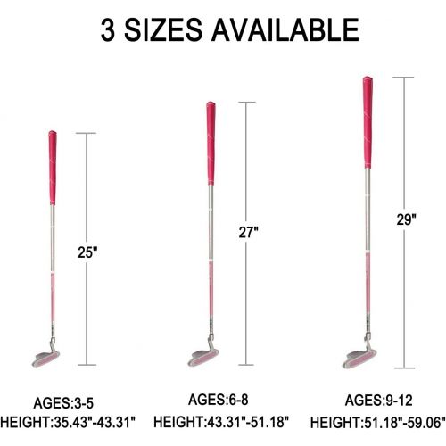  Acstar Junior Golf Putter Graphite Kids Putter Right Handed 3 Sizes to Choose Freely for Kids Ages 3-5 6-8 9-12