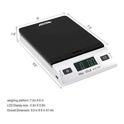  [아마존베스트]Acteck A-CK65BS 65LBx0.1OZ Digital Shipping Postal Scale with Batteries and AC Adapter, Black Silver