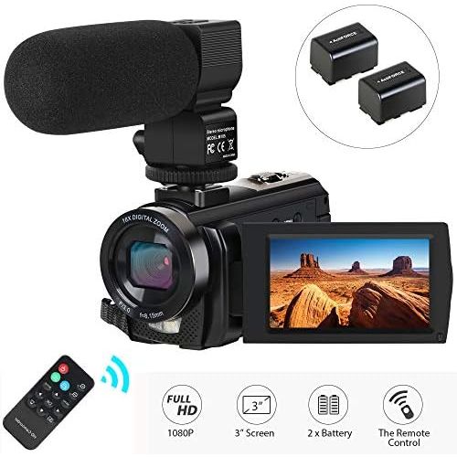  Video Camera Camcorder,Actinow Digital Camera Recorder with Microphone HD 1080P 24MP 16X Digital Zoom 3.0 Inch LCD 270 Degrees Rotatable Screen YouTube Vlogging Camera with Remote