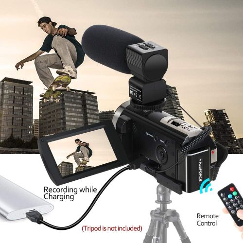  Video Camera Camcorder,Actinow Digital Camera Recorder with Microphone HD 1080P 24MP 16X Digital Zoom 3.0 Inch LCD 270 Degrees Rotatable Screen YouTube Vlogging Camera with Remote