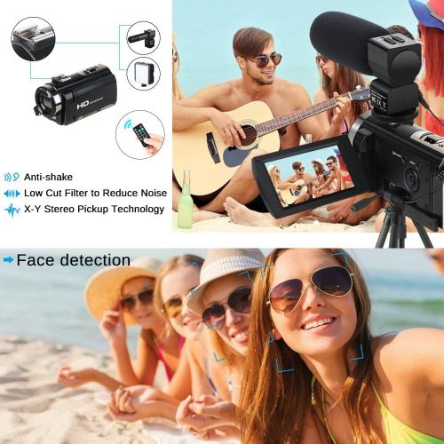  Video Camera Camcorder,Actinow Digital Camera Recorder with Microphone HD 1080P 24MP 16X Digital Zoom 3.0 Inch LCD 270 Degrees Rotatable Screen YouTube Vlogging Camera with Remote