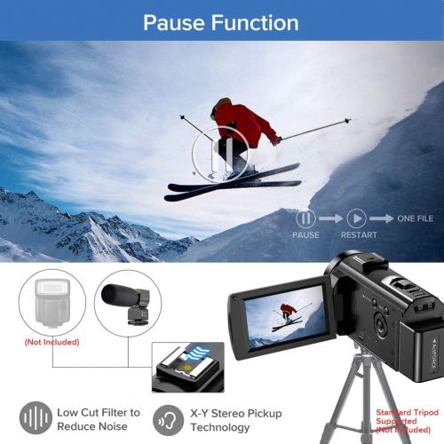  [아마존베스트]Actinow Video Camera Camcorder YouTube Vlogging Camera FHD 1080P 30FPS 24MP 16X Digital Zoom 3 LCD 270 Degrees Rotatable Screen Digital Camera Recorder with Microphone,Remote Control,2 Bat