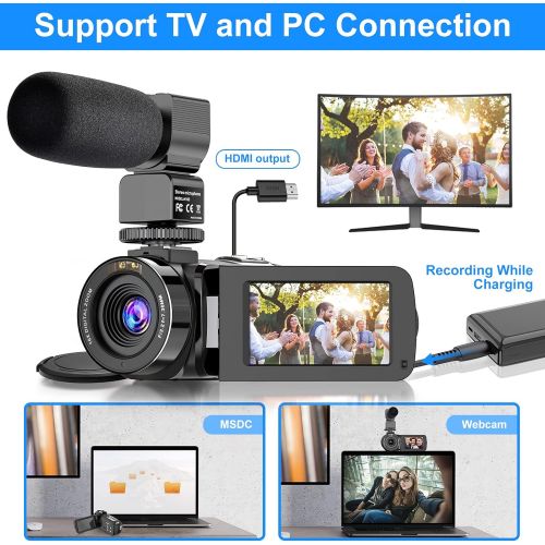  [아마존베스트]Actinow Video Camera Camcorder 2.7K Ultra HD YouTube Vlogging Camera 36MP IR Night Vision Digital Camera Recorder 16X Digital Zoom 3 inch IPS Touch Screen Video Camcorder with Microphone H