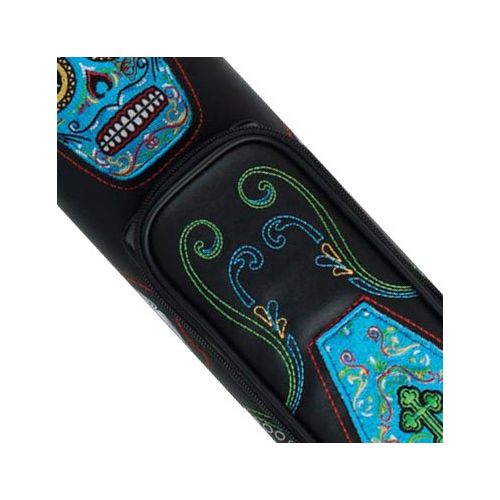  Action Calavera CALC22A Sugar Skull 2x2 PoolBilliard Cue Case Black & Multi