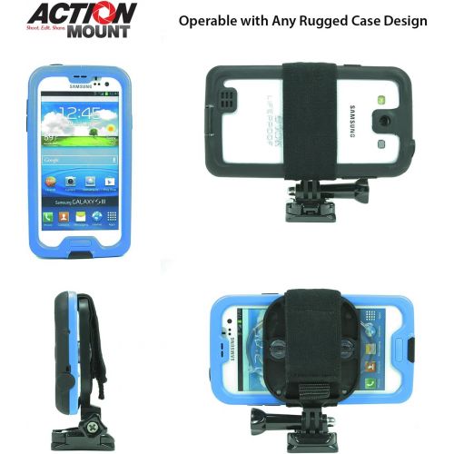  Jaws Flex Clamp + Adjustable Goose Neck + Universal Mount Adapter for Smartphone by Action Mount, W/Base Clip & Screw. Use with a Phone, or Gopro Camera. Easy to Use!