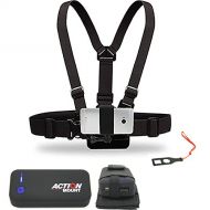 Action Mount Wearable Battery Setup and Chest Harness with Universal Phone Mount | 5200mAh External Power Pack and Holster and USB Cords. Wear Your Phone, and Simultaneously Charge