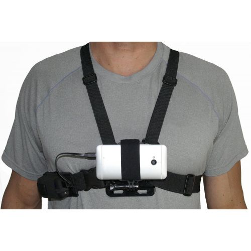  Action Mount Wearable Battery Setup and Chest Harness with Universal Phone Mount | 5200mAh External Power Pack and Holster and USB Cords. Wear Your Phone, and Simultaneously Charge