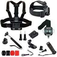 Ideal 20 Piece Accessory Kit for Gopro with Action Mount Adapter for Any Smartphone. Strongest Hold on The Market. for Gopro Camera, or Any Phone. Includes Head, Chest, Helmet, Mon