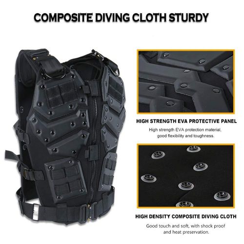  ActionUnion Airsoft Tactical Vest Military Costume Molle Chest Protectors Gilet Paintball Vest CS Field Outdoor Modular Combat Training Adults Men Special Forces Adjustable EVA