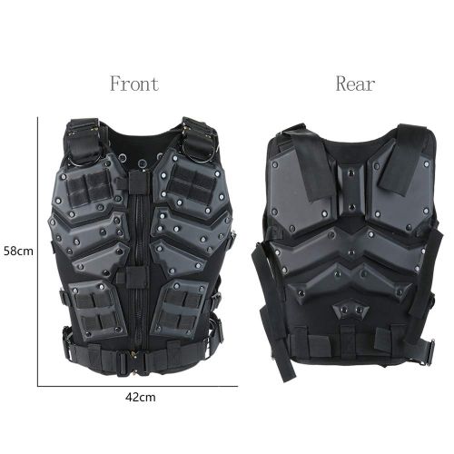  ActionUnion Airsoft Tactical Vest Military Costume Molle Chest Protectors Gilet Paintball Vest CS Field Outdoor Modular Combat Training Adults Men Special Forces Adjustable EVA