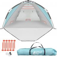 Active Era Premium Beach Tent Easy Setup ? Portable 3-4 Person Beach Shade Tent Sun Shelter with UPF 50+ Rated Sun Protection & Extended Porch - Beach Tents Sun Shelter Beach Essen