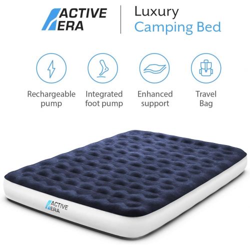  Active Era Luxury Camping Air Mattress with Built in Pump - Queen Air Mattress with USB Rechargeable Pump, Travel Bag - Air Mattress for Tent Camping