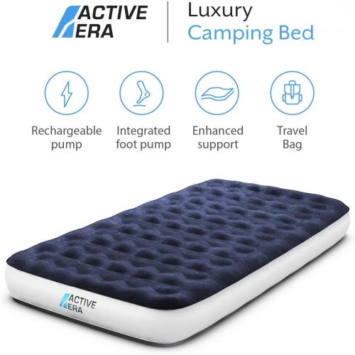  Active Era Luxury Camping Air Mattress with Built in Pump - Twin Air Mattress with USB Rechargeable Pump, Travel Bag - Single Air Mattress for Tent Camping