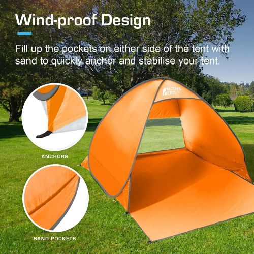  Active Era Pop Up Beach Tent ? UPF 50+ UV Sun Protection Beach Shade Beach Tent Pop Up for Kids & Adults - 2 Person Sun Shelter with Carry Bag and Tent Stakes for Beach, Park, Camp