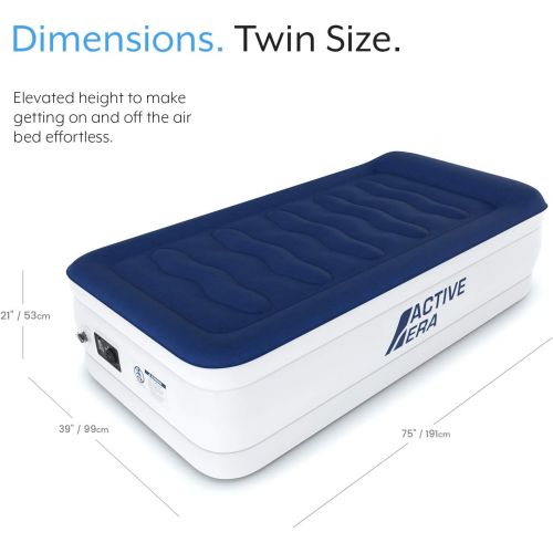  [아마존베스트]Active Era Air Mattress with Built-in Pump - Elevated Inflatable Airbed - Puncture Resistant Airbed with Waterproof Flocked Top