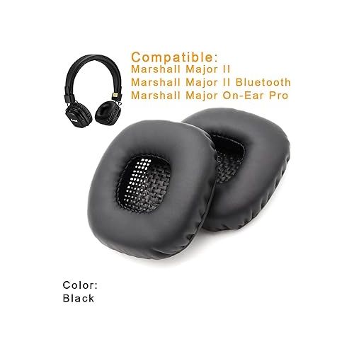  Earpads for Marshall Major II Replacement Ear Cushion Pads with Protein Leather and Memory Foam for Major 2 Bluetooth Headphones ONLY, Black