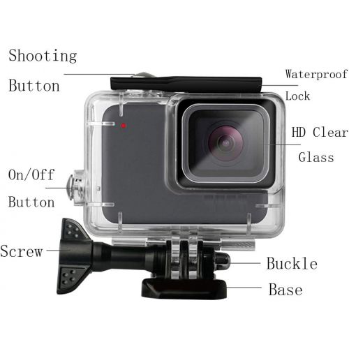  Actpe for Gopro Hero 7 White & Silver Waterproof Housing Case, Protective Underwater Diving Housing Shell 30m with Bracket for Go Pro Hero 7 White & Silver