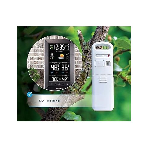  AcuRite Digital Vertical Weather Forecaster with Indoor/Outdoor Temperature, Humidity, and Date and Time (01121M) , BLACK