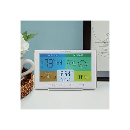  AcuRite Weather Station Forecaster for Indoor/Outdoor Temperature and Humidity and Lightning Detection with Built-in Barometer (01071), White