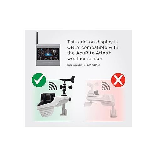  AcuRite Atlas Home Weather Station High-Definition Display for Temperature, Humidity, Wind Speed, Wind Direction, Hyperlocal Forecast, and Programmable Alerts with Built-in Barometer - Gray (06105M)