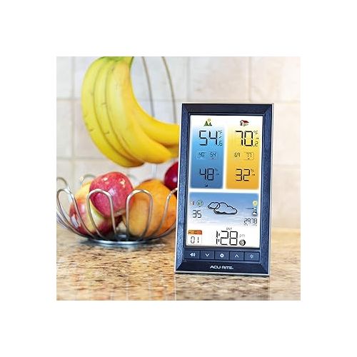  AcuRite 01201M Vertical Wireless Color Weather Station with Indoor/Outdoor Temperature Alerts, 12 x 10.75 Inches, Black