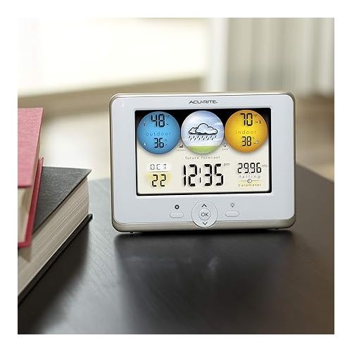  AcuRite 01123M Weather Station with Temperature, Humidity and Weather Forecaster White Display, 8 inch round