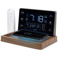 Weather Valet with Qi-Certified Wireless Charging Pad, Auto-Dimming LCD Screen, Alarm Clock, Hyperlocal Forecast, Outdoor Temperature and Humidity Measurements, and Indoor Temperature Reading (02047)