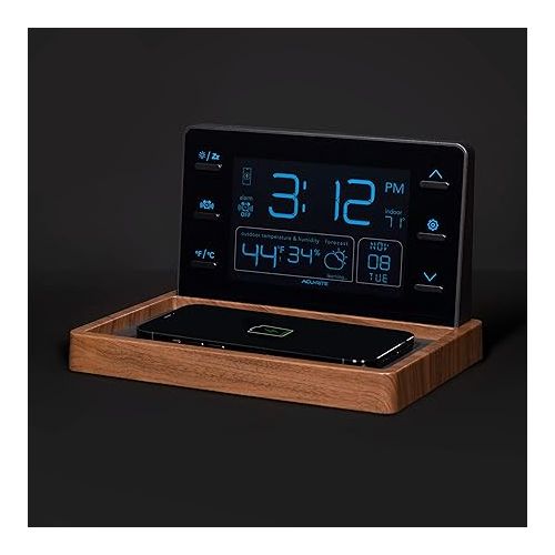  Weather Valet with Qi-Certified Wireless Charging Pad, Auto-Dimming LCD Screen, Alarm Clock, Hyperlocal Forecast, Outdoor Temperature and Humidity Measurements, and Indoor Temperature Reading (02047)