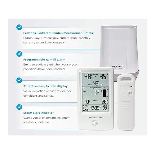  AcuRite 01089M Rain Gauge with Thermometer & Humidity