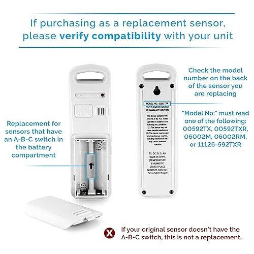  AcuRite Wireless Indoor Outdoor Temperature and Humidity Sensor (06002M) , white