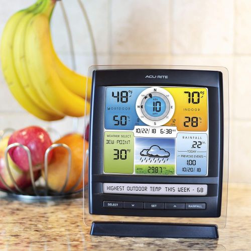  [아마존베스트]AcuRite 01078 Wireless Weather Station with 2 Displays and 5-in-1 Weather Sensor: Temperature and Humidity Gauge, Rainfall, Wind Speed and Wind Direction