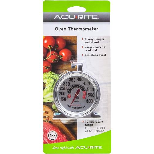  AcuRite 00620A2 Stainless Steel Oven Thermometer, 1, Silver: Kitchen & Dining