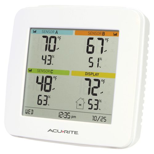  AcuRite 01095M Indoor Temperature & Humidity Station with 3 Sensors