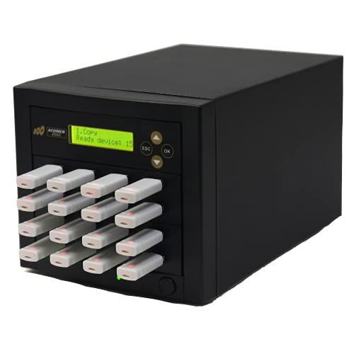  Acumen Disc 1 to 15 USB Duplicator - Multiple Standard-A Flash Memory Card Copier & Sanitizer (DOD Compliant) System - 2.0/3.0 Digital Key Dongle/SSD/External Hard Drive Mass Stora