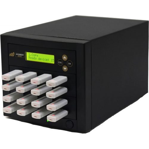  Acumen Disc 1 to 15 USB Duplicator - Multiple Standard-A Flash Memory Card Copier & Sanitizer (DOD Compliant) System - 2.0/3.0 Digital Key Dongle/SSD/External Hard Drive Mass Stora